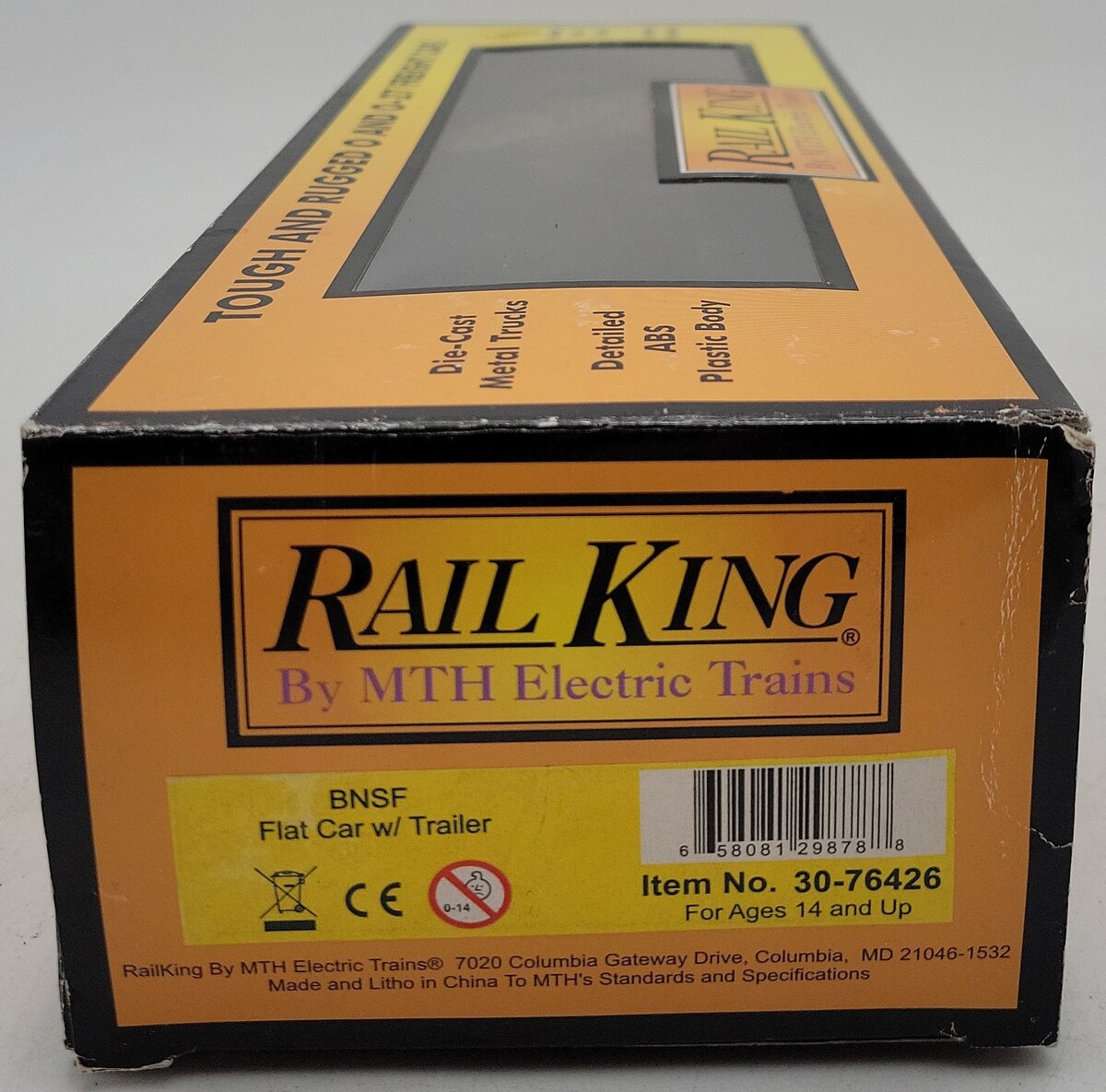 MTH 30-76426 O BNSF Flat w/Trailer #545618 LN/Box