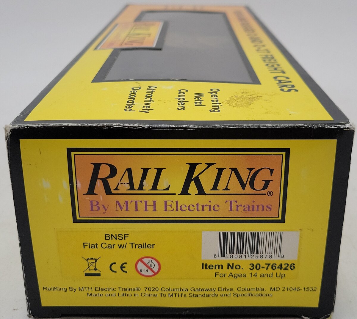 MTH 30-76426 O BNSF Flat w/Trailer #545618 LN/Box