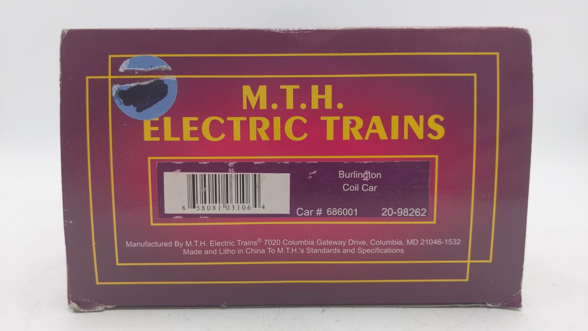 MTH 20-98262 O Gauge Burlington Coil Car #686001 EX/Box