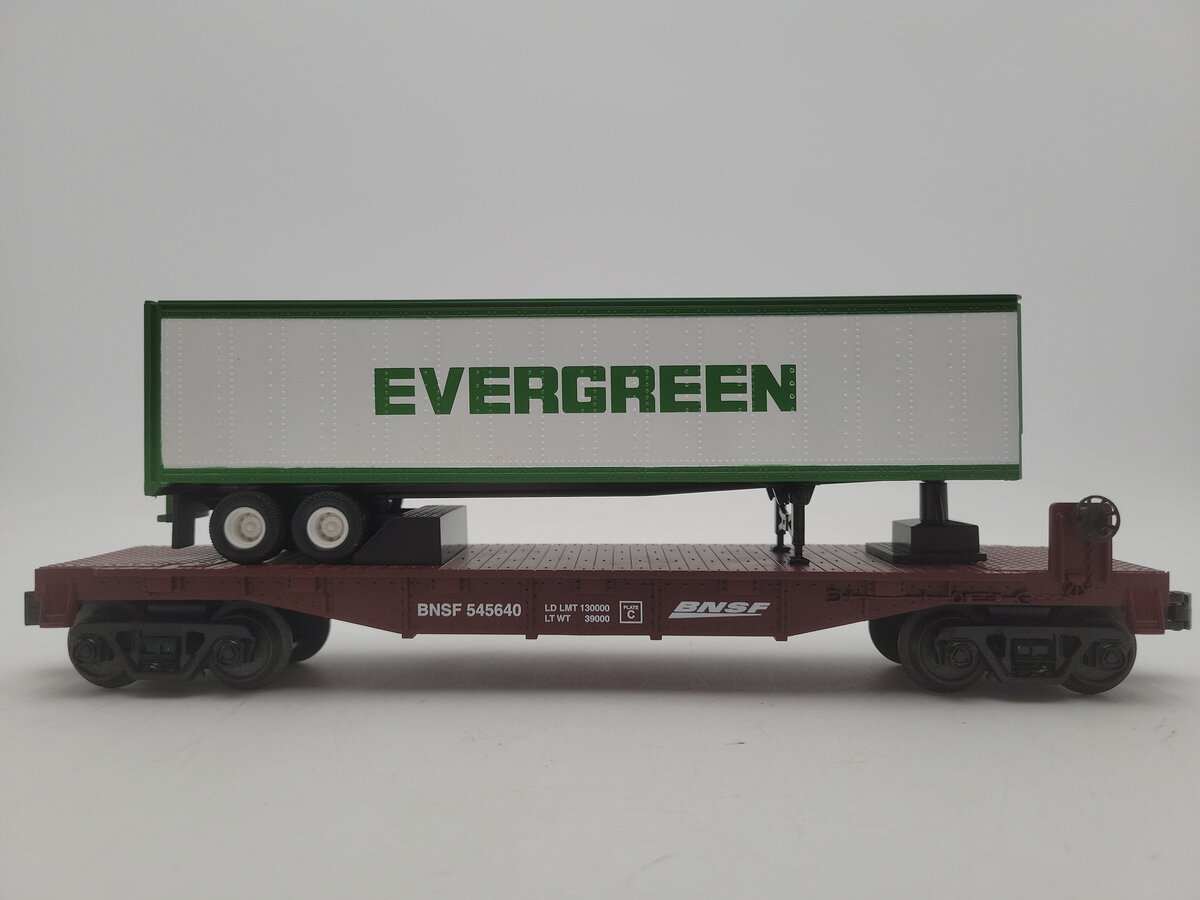 MTH 30-7077C O BNSF Flatcar w/ Trailer #545640 EX/Box