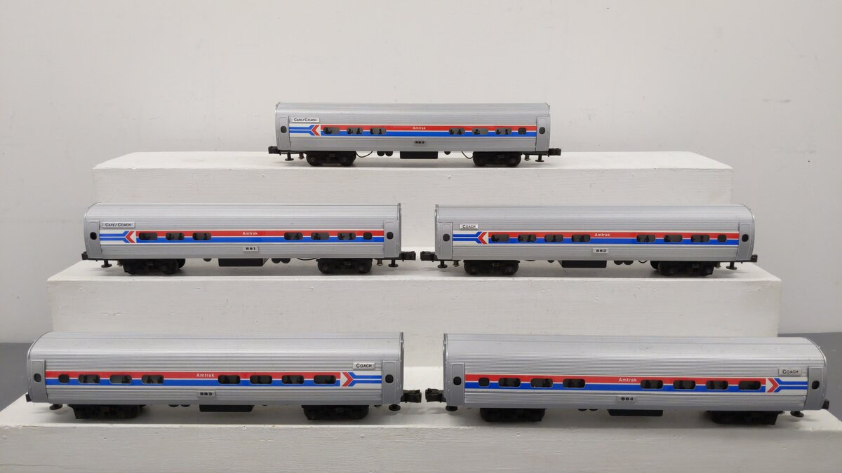 Williams O Amtrak Metro-Liner Passenger Car Set 880, 881, 882, 883, 884 (5) EX/Box