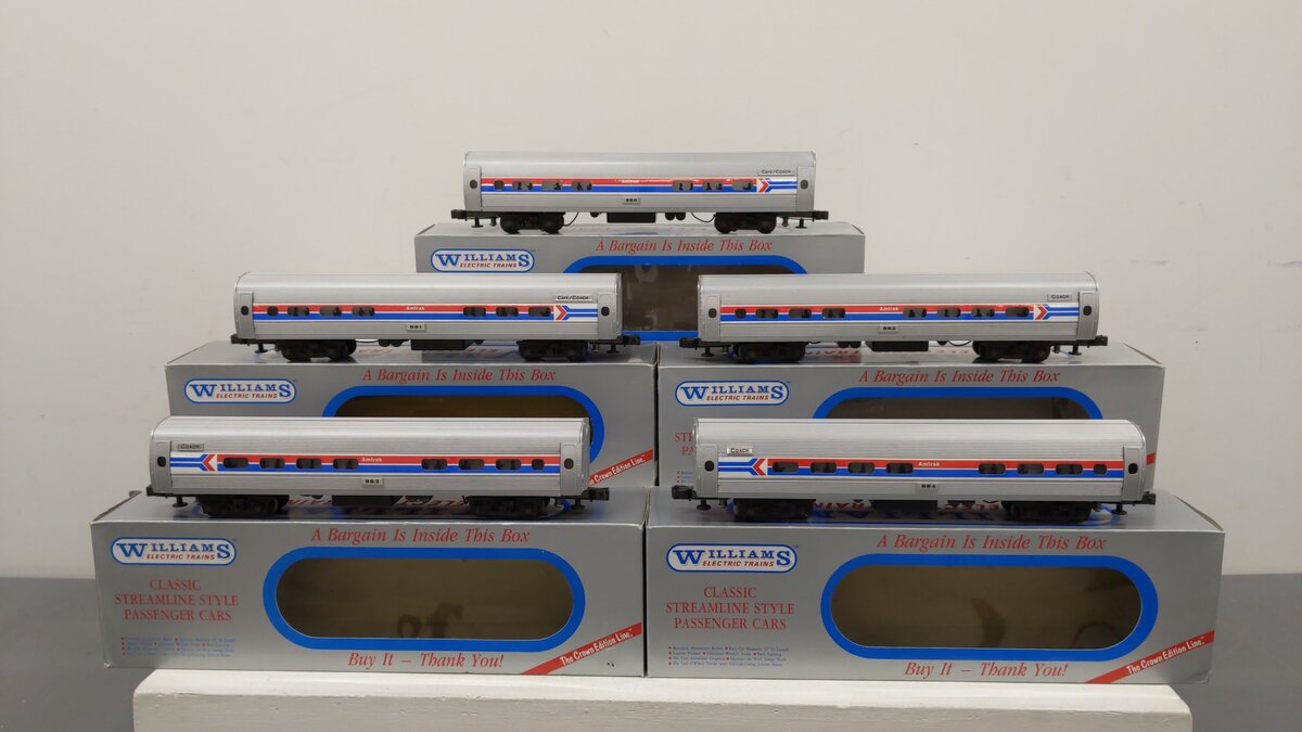 Williams O Amtrak Metro-Liner Passenger Car Set 880, 881, 882, 883, 884 (5) EX/Box
