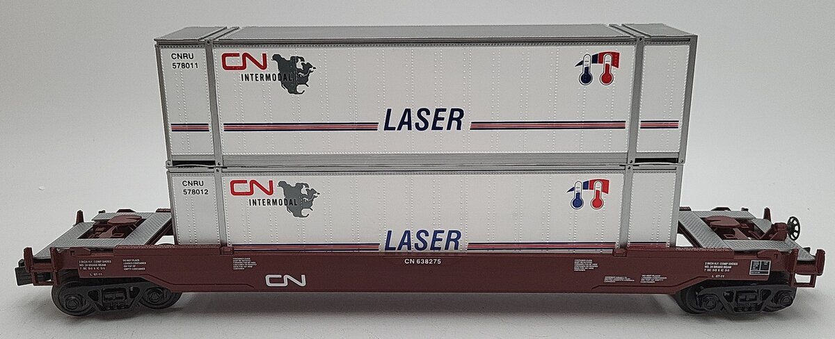 MTH 30-76412 O Gauge Canadian National Husky Stack Car w/Containers LN/Box