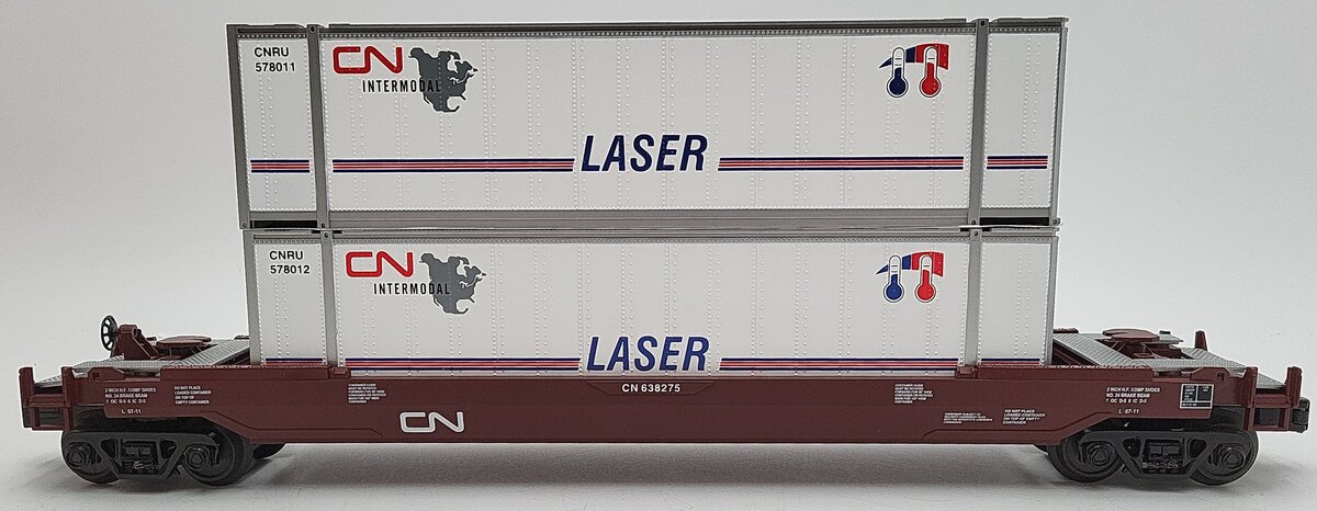 MTH 30-76412 O Gauge Canadian National Husky Stack Car w/Containers LN/Box