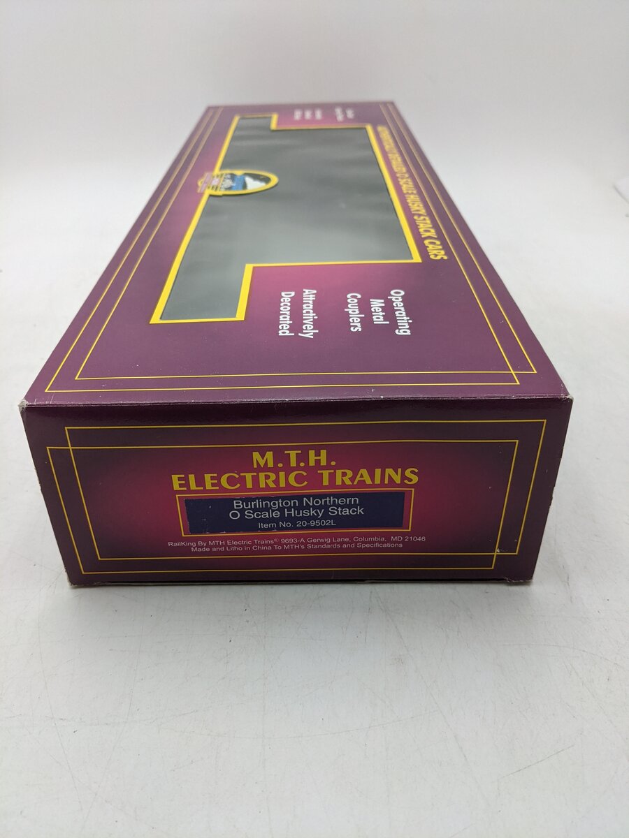 MTH 20-9502L O Gauge Burlington Northern Husky Stack Car w/ Containers #60009 EX/Box