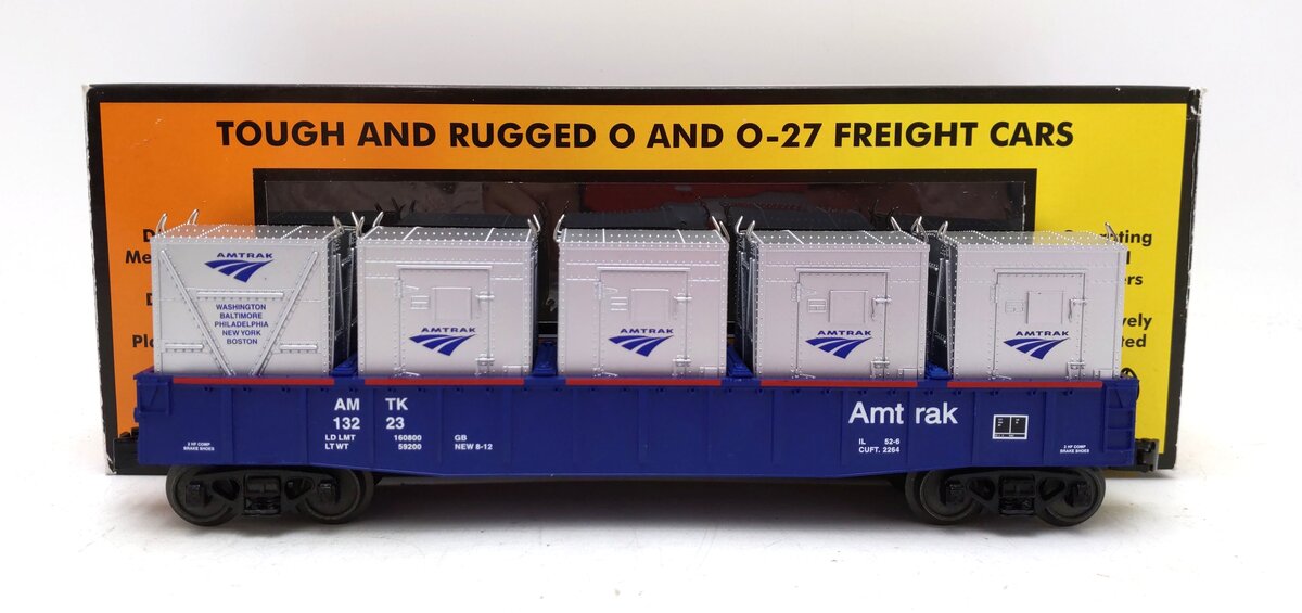 MTH 30-72095 O-27 Amtrak Gondola w/LCL Containers LN/Box