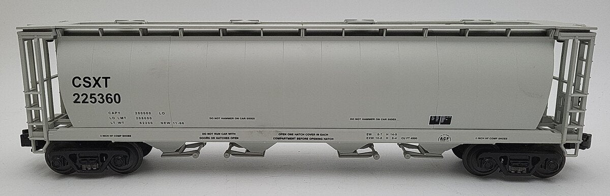 MTH 30-7540 O Gauge CSX 4-Bay Cylindrical Hopper Car #225360 EX/Box