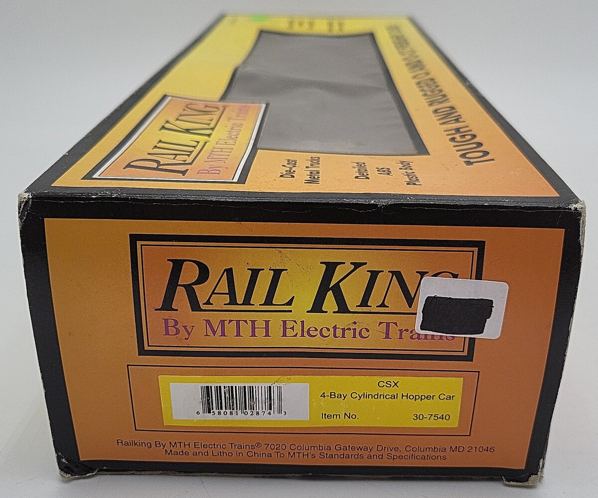 MTH 30-7540 O Gauge CSX 4-Bay Cylindrical Hopper Car #225360 EX/Box