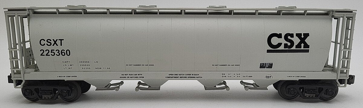 MTH 30-7540 O Gauge CSX 4-Bay Cylindrical Hopper Car #225360 EX/Box