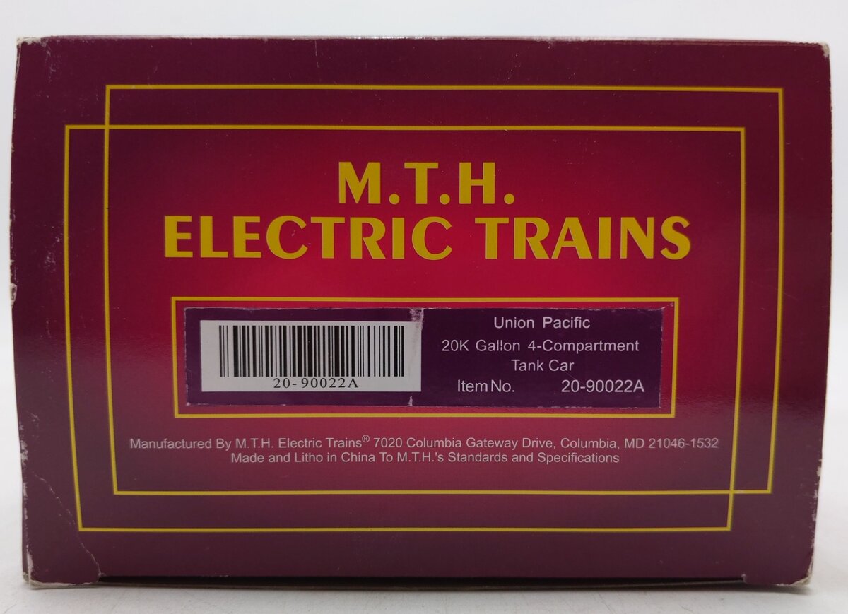 MTH 20-90022A O Gauge Union Pacific 20,000 Gallon 4-Compartment Tank #100093 EX/Box