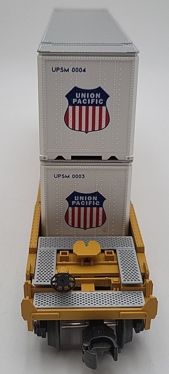 MTH 30-7005B O Gauge Union Pacific Flat with UP Doublestack EX/Box