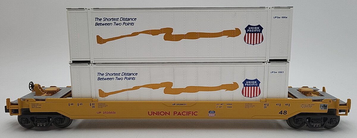 MTH 30-7005B O Gauge Union Pacific Flat with UP Doublestack EX/Box