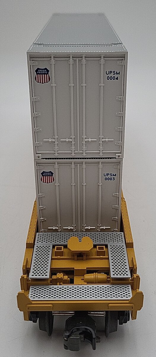MTH 30-7005B O Gauge Union Pacific Flat with UP Doublestack EX/Box