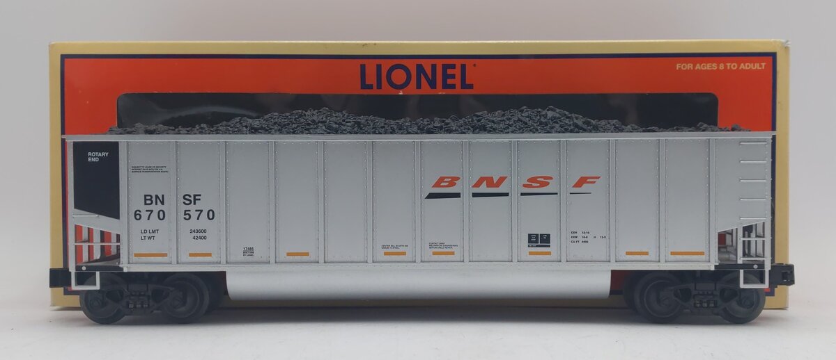 Lionel 6-17485 O Burlington Northern Santa Fe Bathtub Gondola #670570 VG/Box