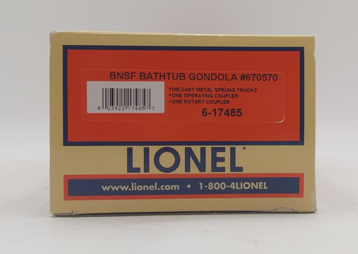 Lionel 6-17485 O Burlington Northern Santa Fe Bathtub Gondola #670570 VG/Box