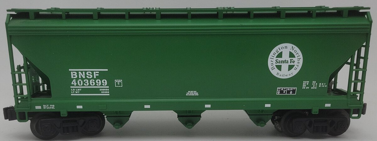 Lionel 6-17135 O Gauge BNSF ACF 3-Bay Covered Hopper #403699 With ETD EX/Box