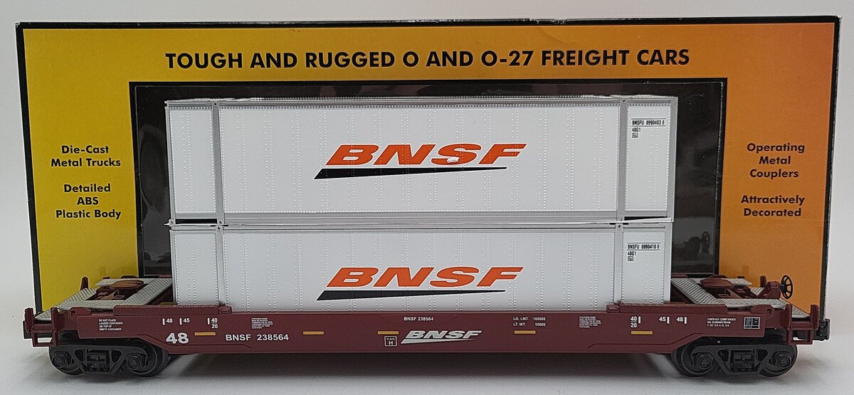 MTH 30-4206A O Gauge BNSF Husky Stack Car #238582 LN/Box