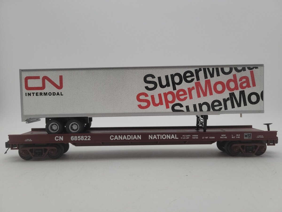 MTH 20-98679 Canadian National Flat Car w/ 48' Trailer VG/Box