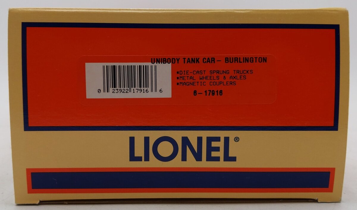 Lionel 6-17916 O Gauge Chicago Burlington & Quincy Unibody Tank Car EX/Box