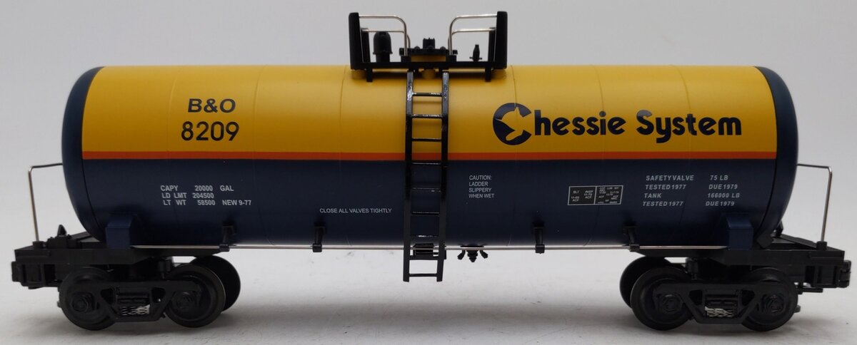 MTH 20-92007 O Gauge Chessie Tank Car #8209 EX/Box