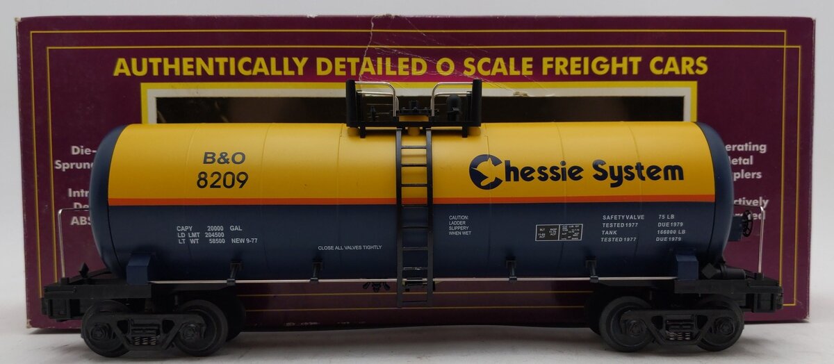 MTH 20-92007 O Gauge Chessie Tank Car #8209 EX/Box