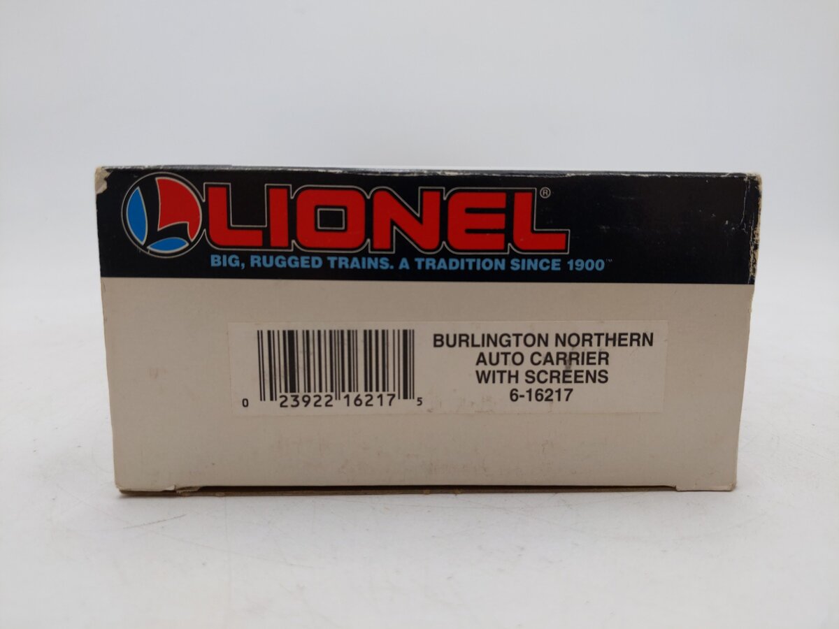 Lionel 6-16217 O Gauge Burlington Northern Auto Carrier with Screens EX/Box