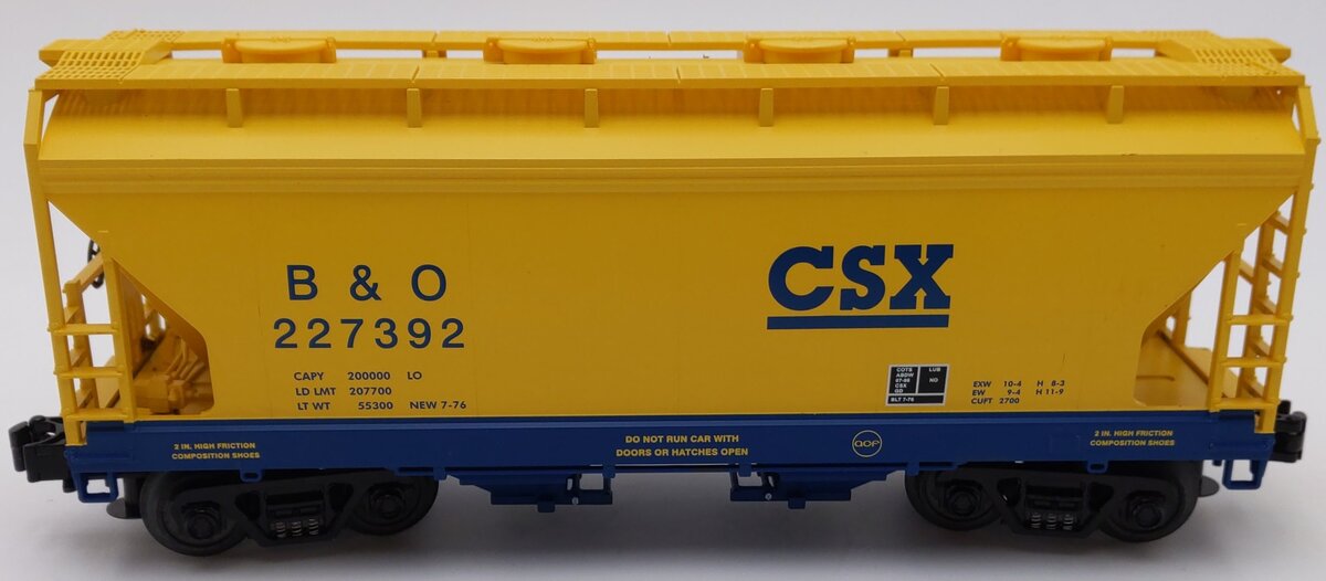 MTH 20-97492 O Gauge CSX 2-Bay Hopper #227392 EX