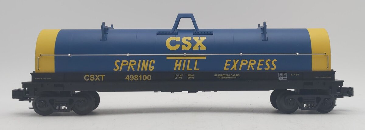 MTH 20-90019C O Gauge CSX Flatcar w/ Coil Covers #498100 EX/Box