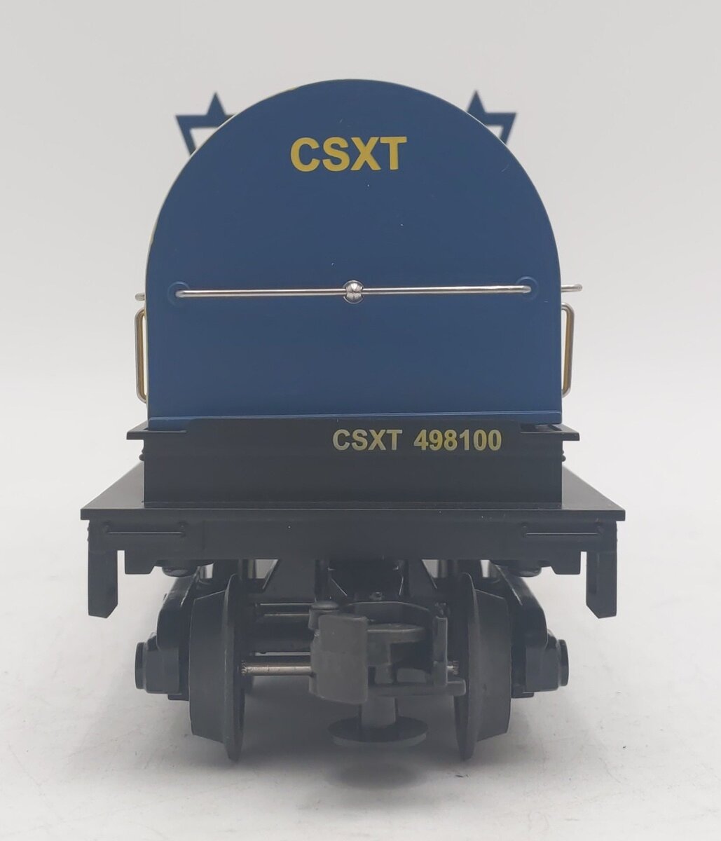 MTH 20-90019C O Gauge CSX Flatcar w/ Coil Covers #498100 EX/Box