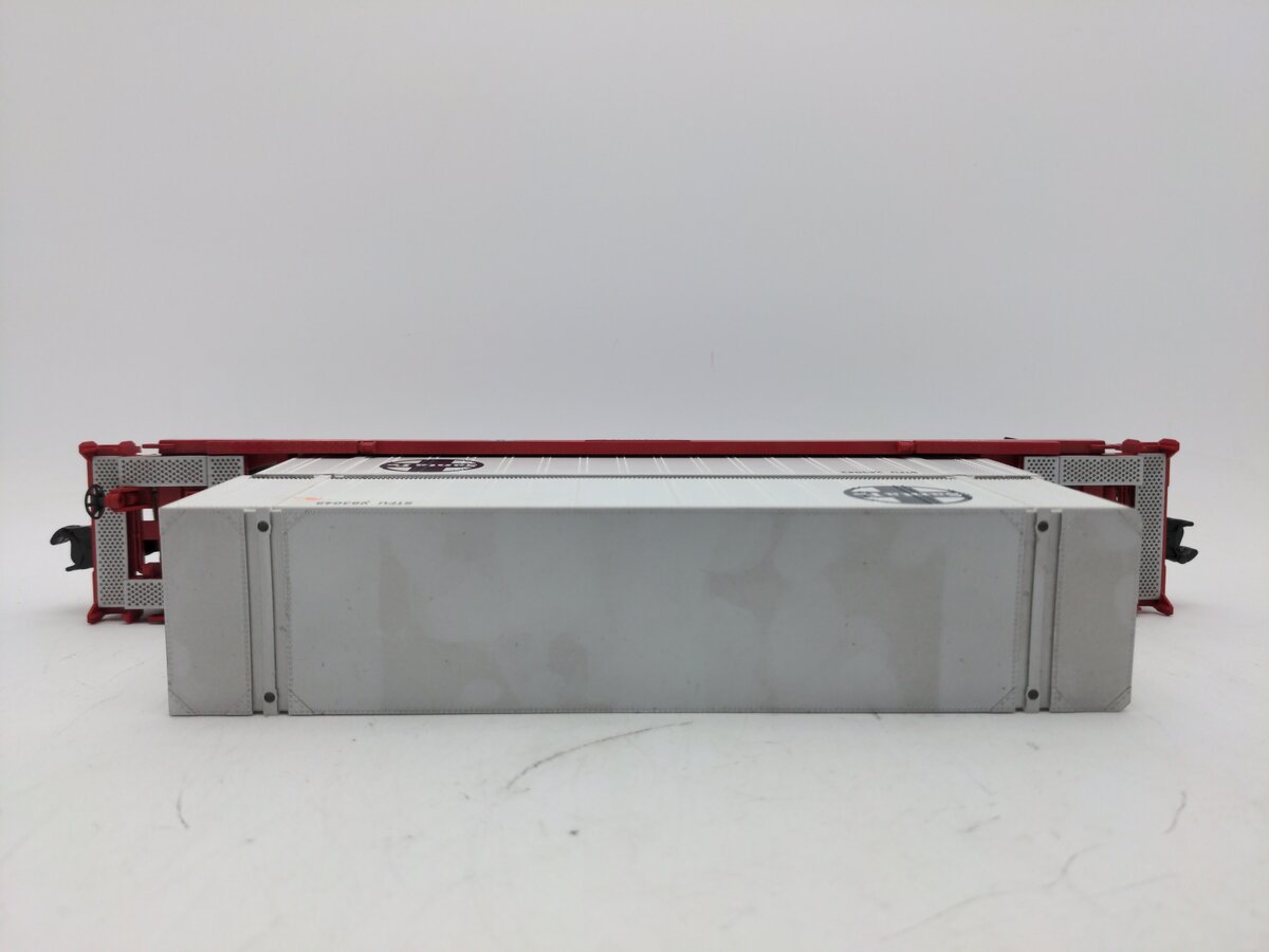 MTH 30-7644 O Gauge BNSF Husky-Stack Car with Containers #212261 EX/Box