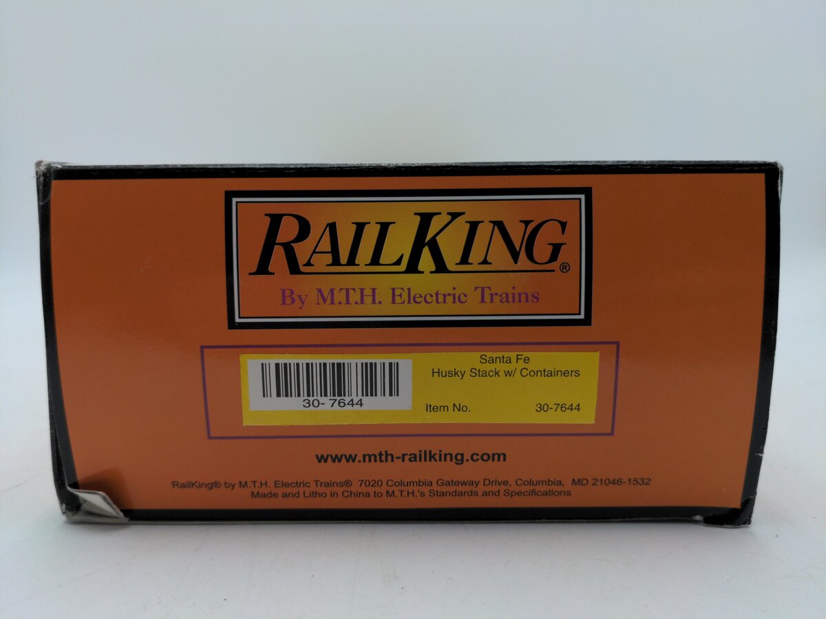 MTH 30-7644 O Gauge BNSF Husky-Stack Car with Containers #212261 EX/Box