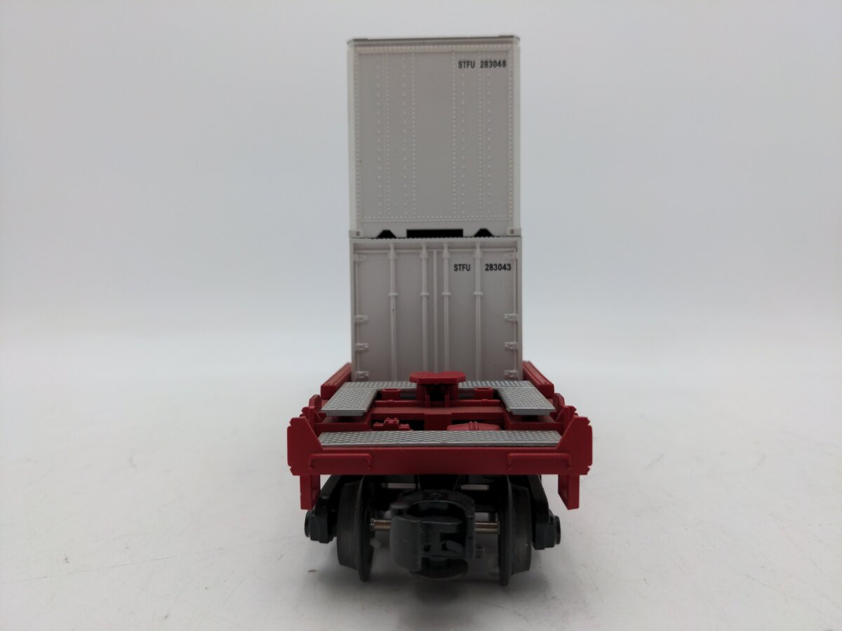 MTH 30-7644 O Gauge BNSF Husky-Stack Car with Containers #212261 EX/Box