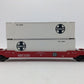 MTH 30-7644 O Gauge BNSF Husky-Stack Car with Containers #212261 EX/Box