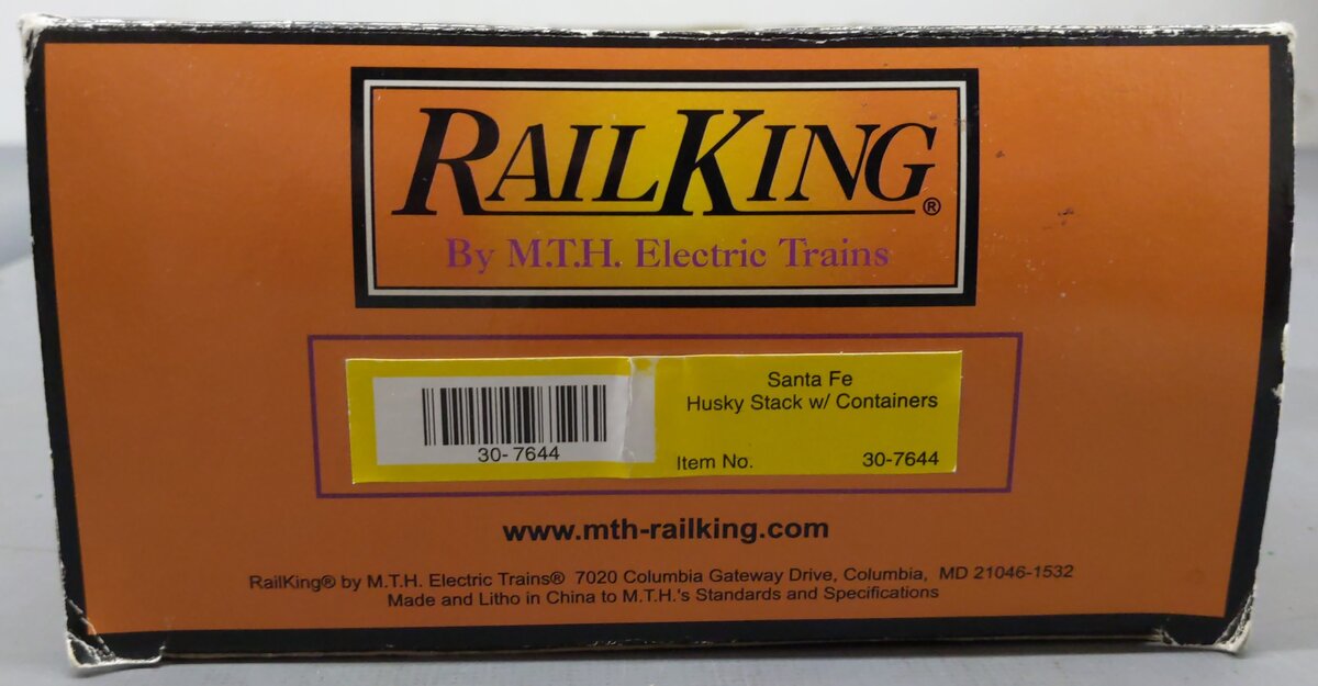 MTH 30-7644 O Gauge BNSF Husky-Stack Car with Containers #212261 EX/Box