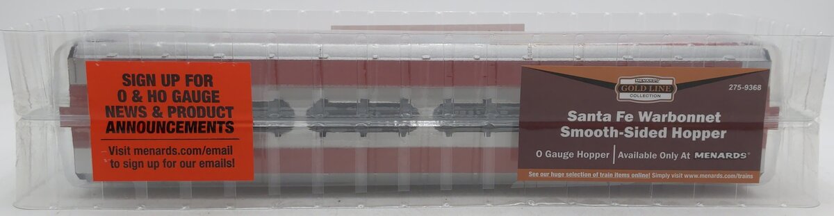 Menards 275-9368 O Gauge Santa Fe Warbonnet Smooth-Sided Hopper #2735 NIB