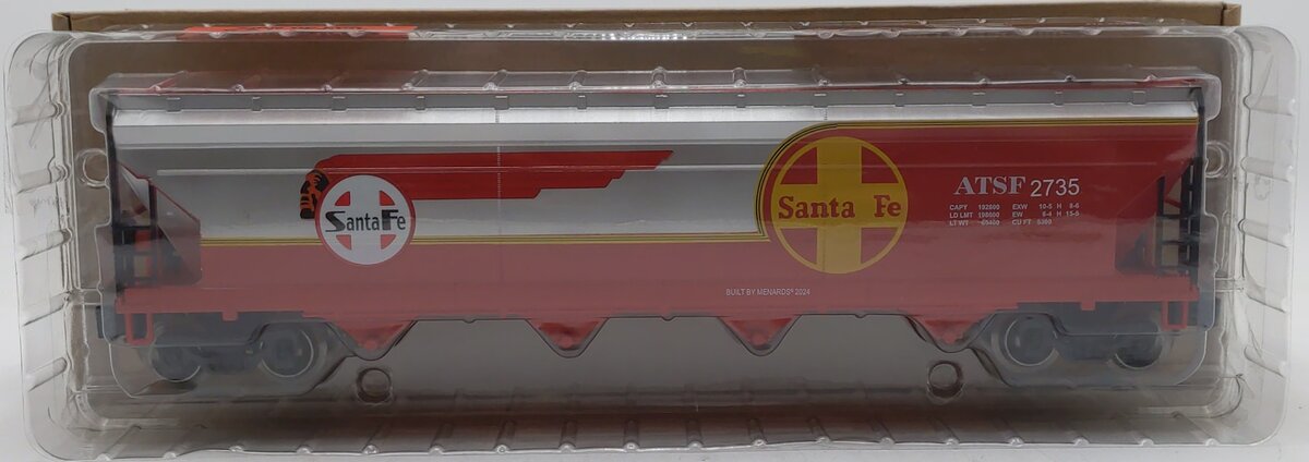 Menards 275-9368 O Gauge Santa Fe Warbonnet Smooth-Sided Hopper #2735 NIB