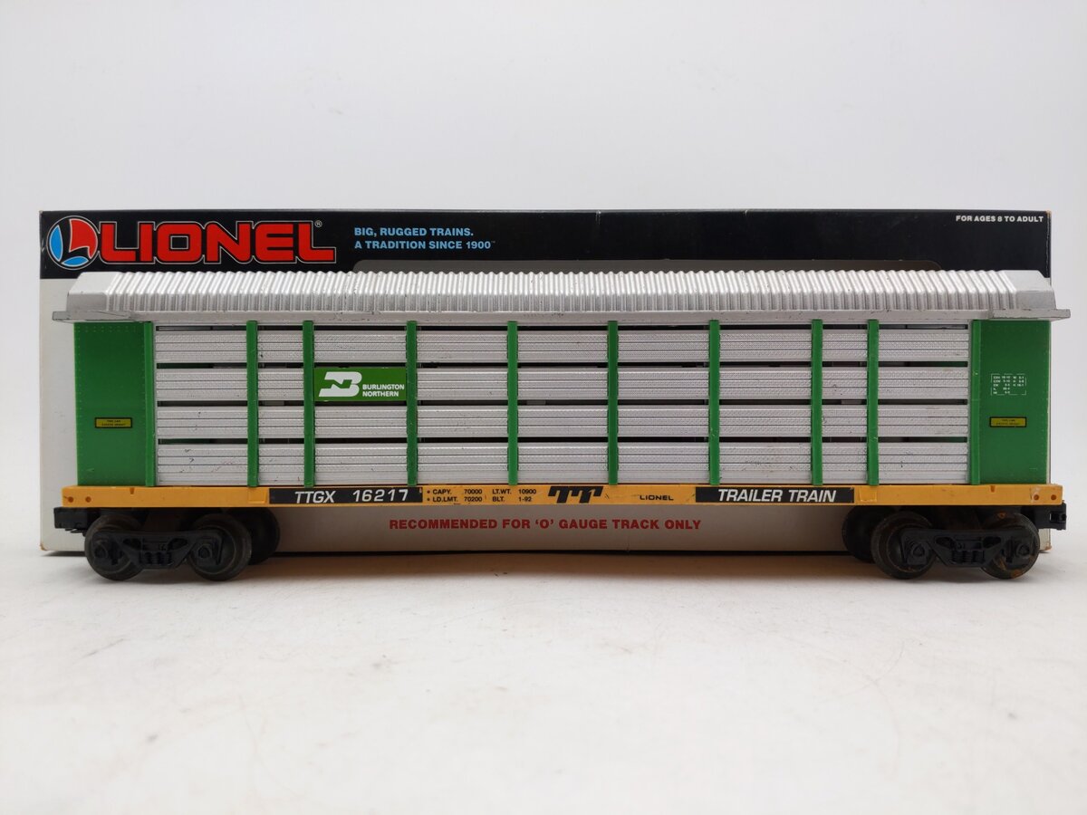 Lionel 6-16217 O Gauge Burlington Northern Auto Carrier with Screens VG/Box