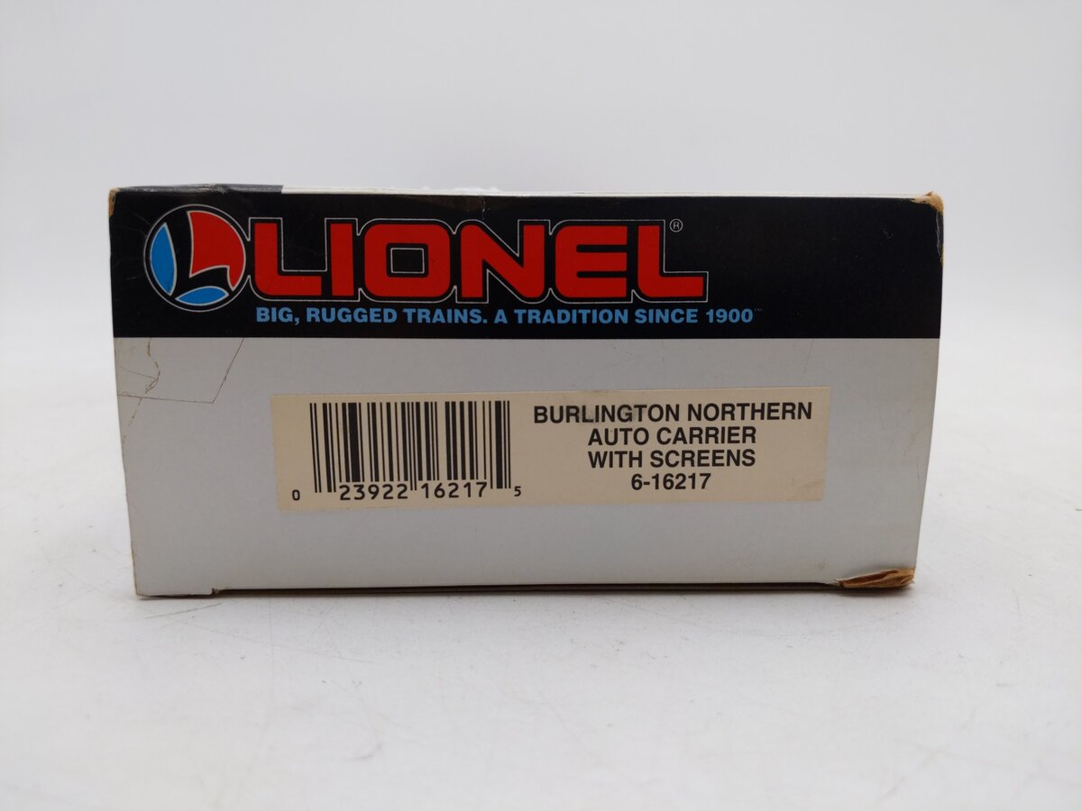 Lionel 6-16217 O Gauge Burlington Northern Auto Carrier with Screens VG/Box