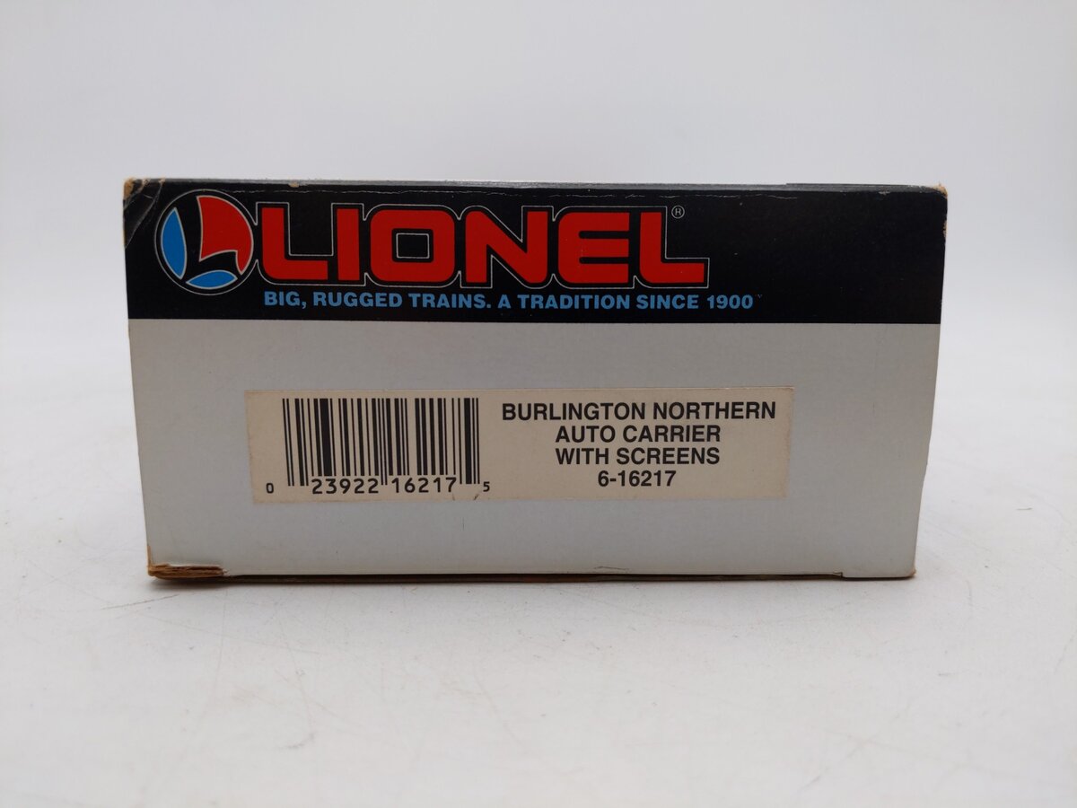 Lionel 6-16217 O Gauge Burlington Northern Auto Carrier with Screens VG/Box