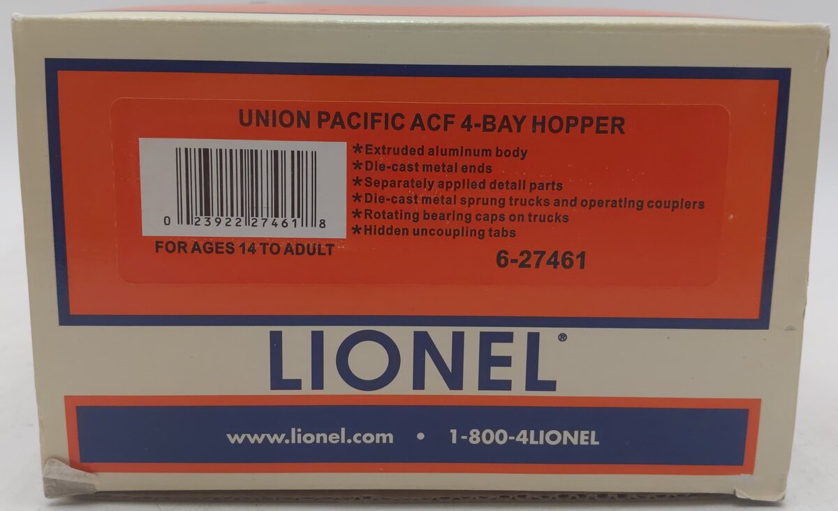 Lionel 6-27461 O Gauge Union Pacific ACF 4-Bay Hopper #91341/Box