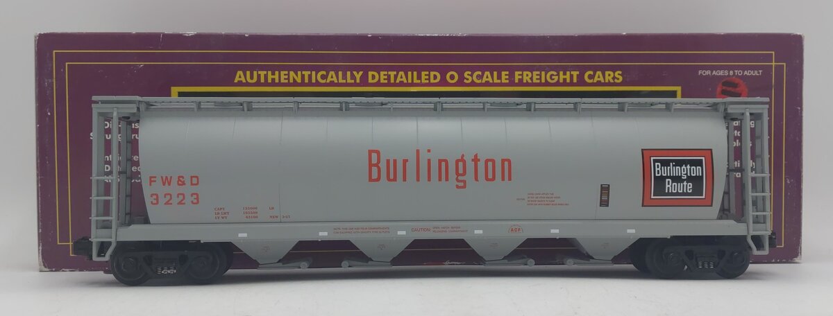 MTH 20-97410 O Gauge Burlington 4-Bay Cylindrical Hopper #3223 LN/Box