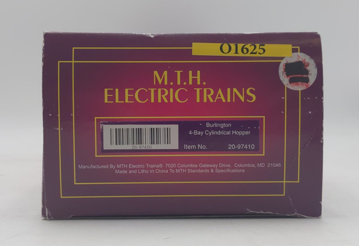 MTH 20-97410 O Gauge Burlington 4-Bay Cylindrical Hopper #3223 LN/Box