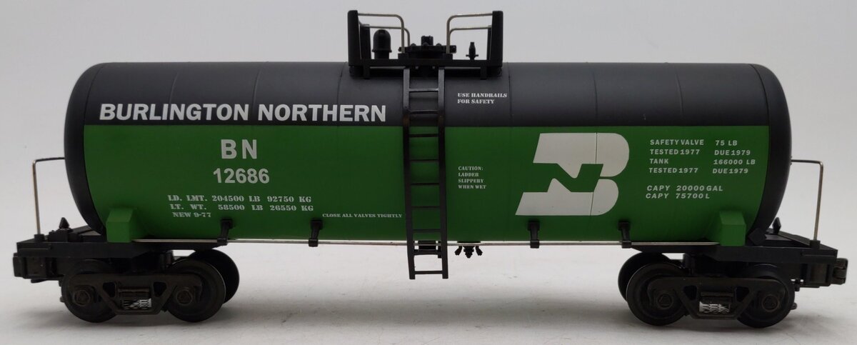 MTH 20-9200 O Burlington Northern Tank Car #12686 VG/Box