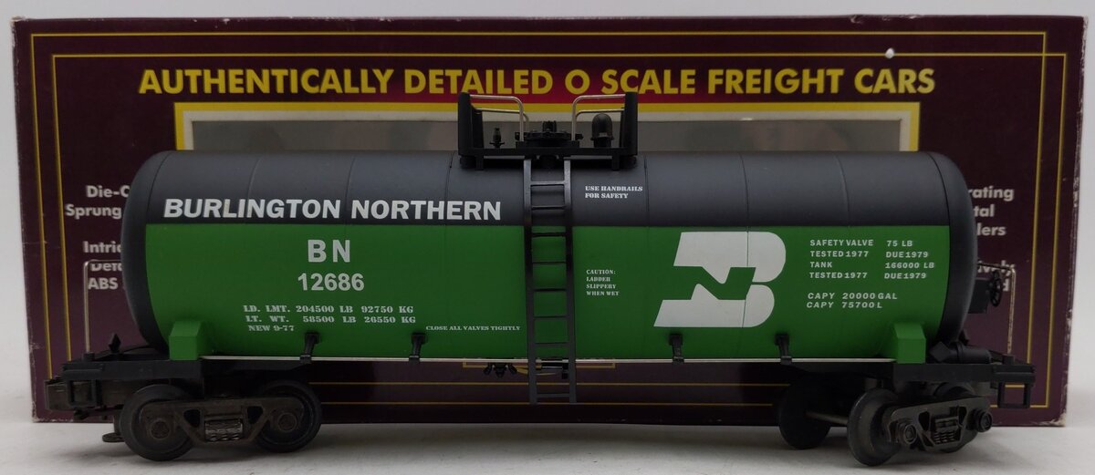 MTH 20-9200 O Burlington Northern Tank Car #12686 VG/Box