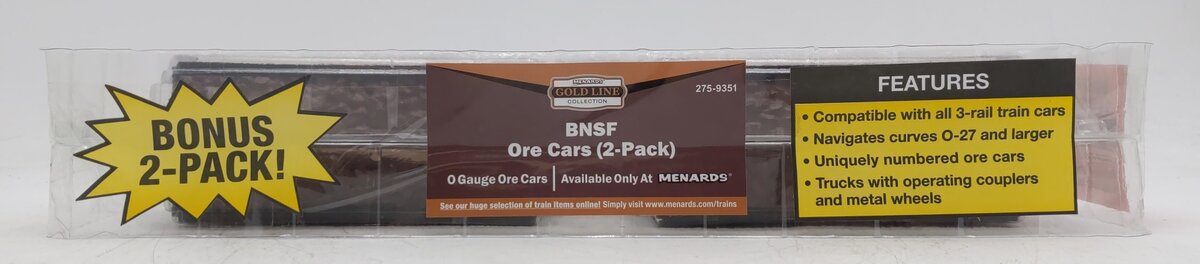 Menards 275-9351 O Gauge BNSF Ore Cars #4085/4086 (2 Pack) MT/Box