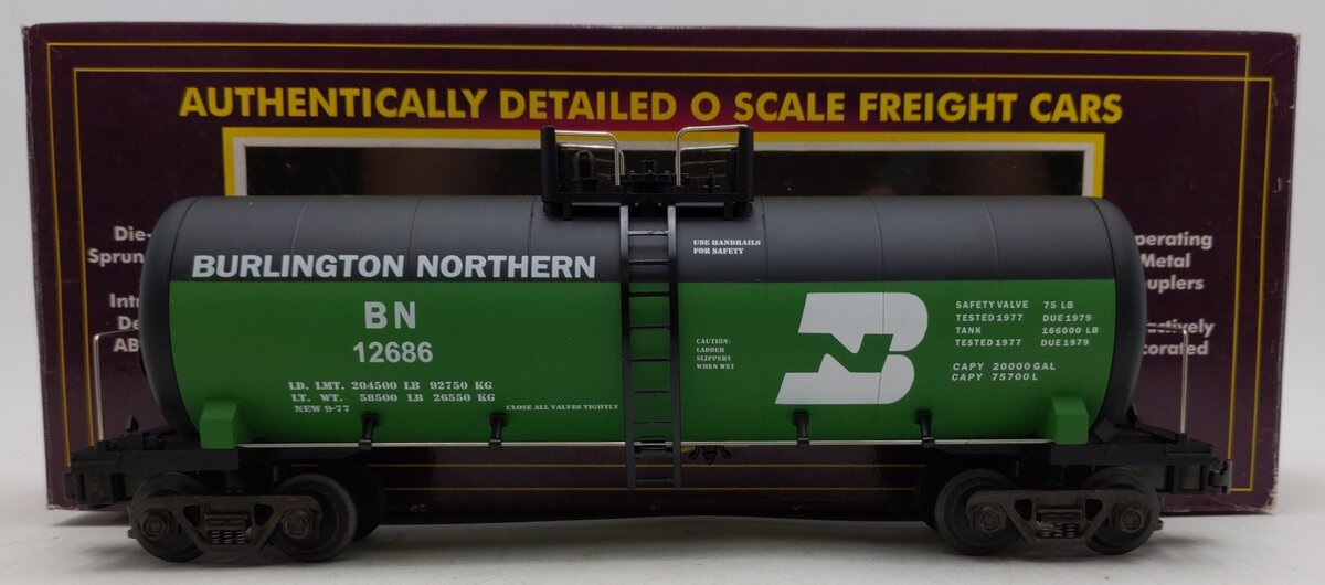 MTH 20-9200 O Burlington Northern Tank Car #12686 EX/Box