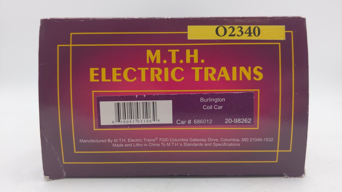 MTH 20-98262 O Gauge Burlington Coil Car #686012 EX/Box