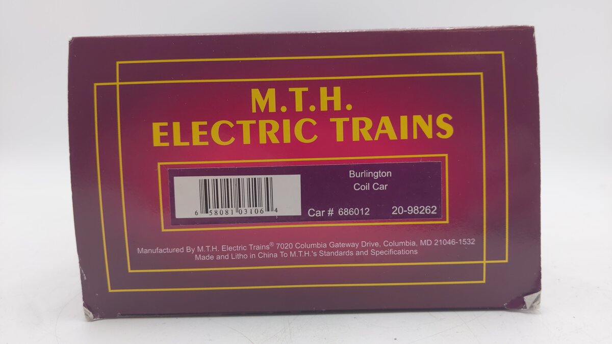 MTH 20-98262 O Gauge Burlington Coil Car #686012 EX/Box