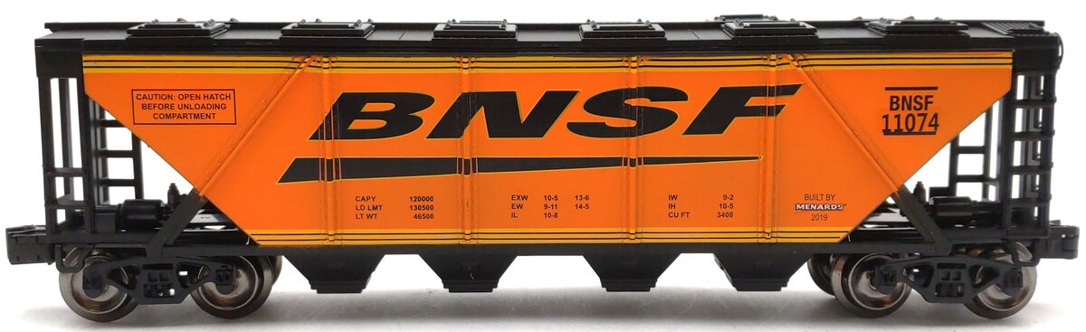 Menards 279-4570 O Gauge BNSF Covered Hopper Car #11074 LN