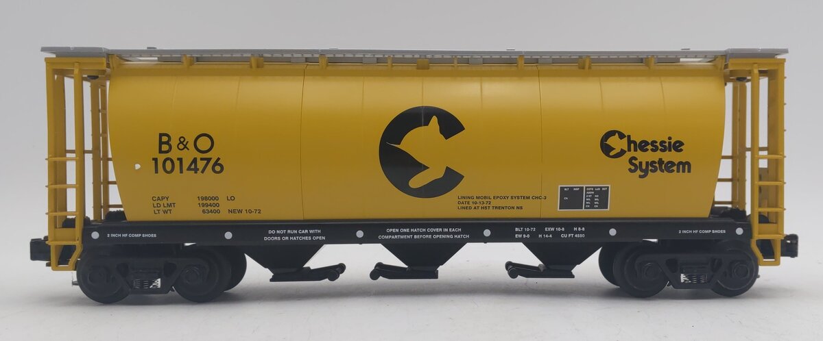 MTH 20-97405 O Gauge Chessie 3-Bay Cylindrical Hopper #101476 LN/Box